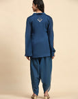 Blue Women Flow Top With Tulip pant - Charkha TalesBlue Women Flow Top With Tulip pant