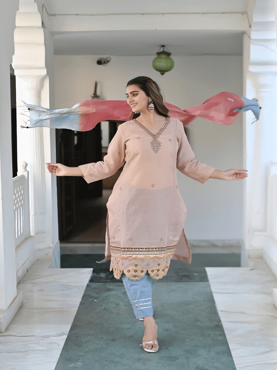 Blush Gotta Compliments Kurta Set - Charkha TalesBlush Gotta Compliments Kurta Set