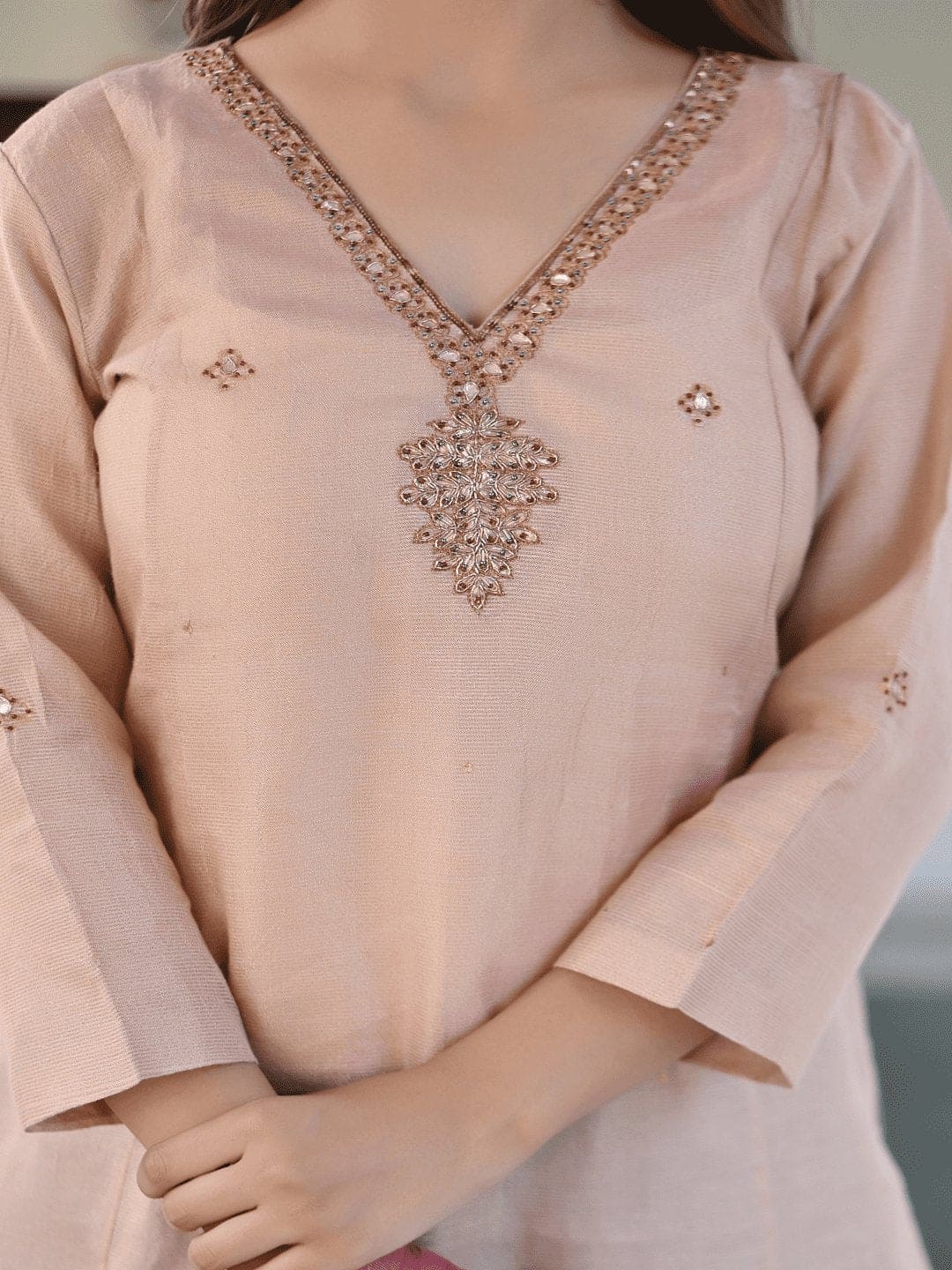 Blush Gotta Compliments Kurta Set - Charkha TalesBlush Gotta Compliments Kurta Set