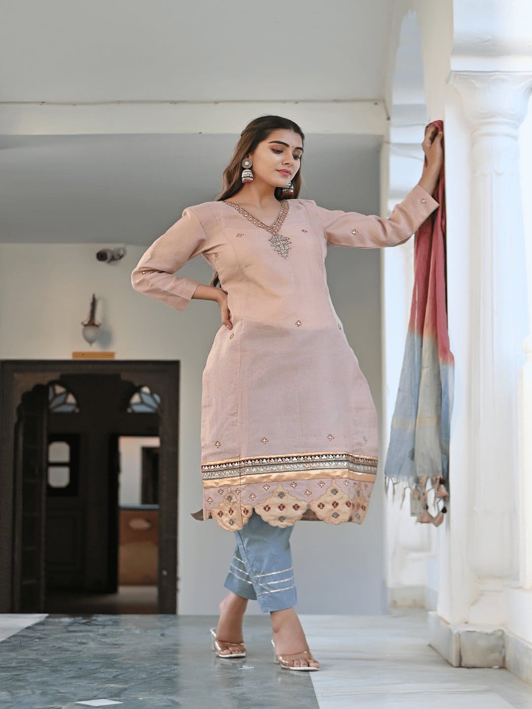 Blush Gotta Compliments Kurta Set - Charkha TalesBlush Gotta Compliments Kurta Set