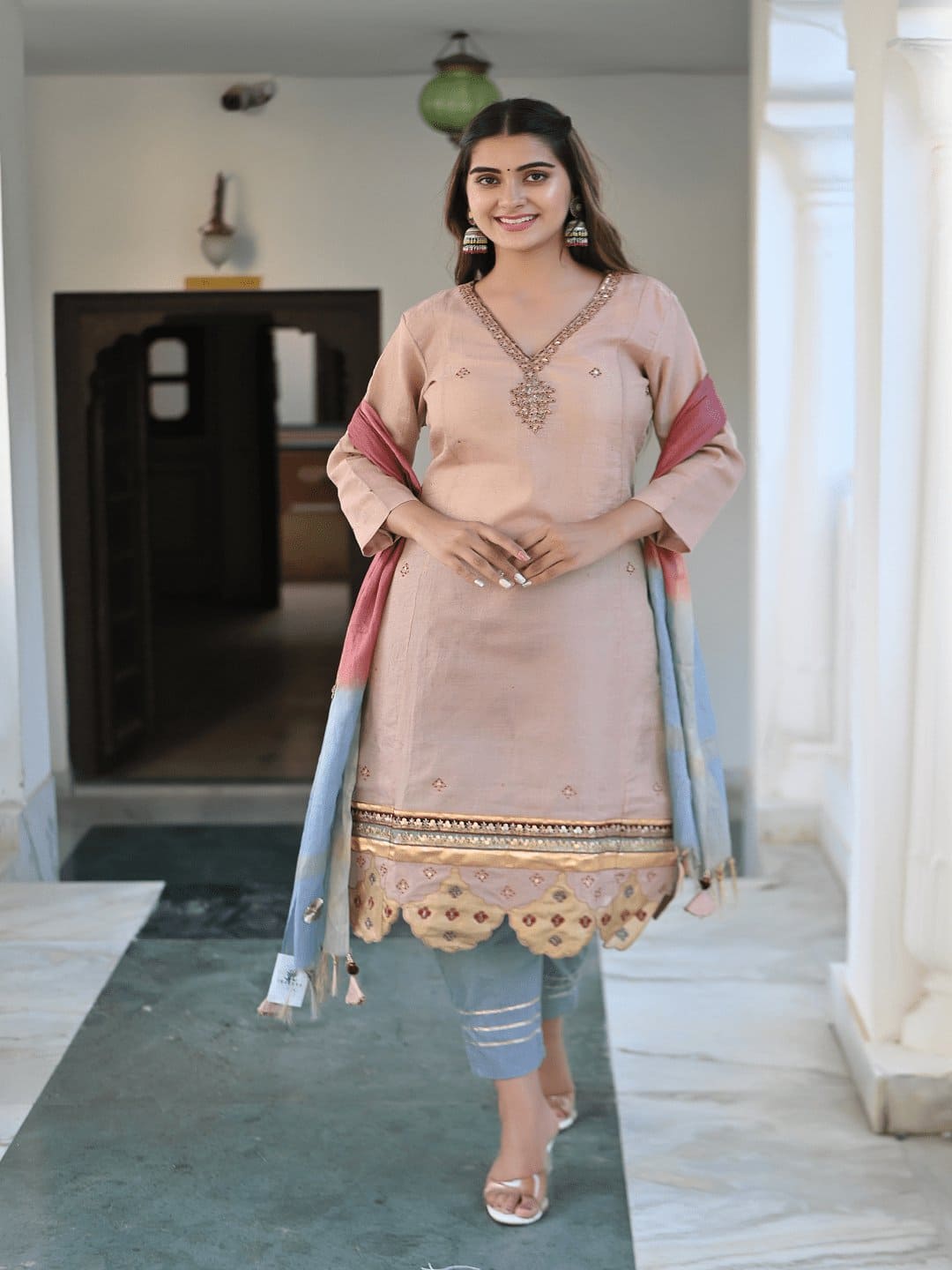 Blush Gotta Compliments Kurta Set - Charkha TalesBlush Gotta Compliments Kurta Set