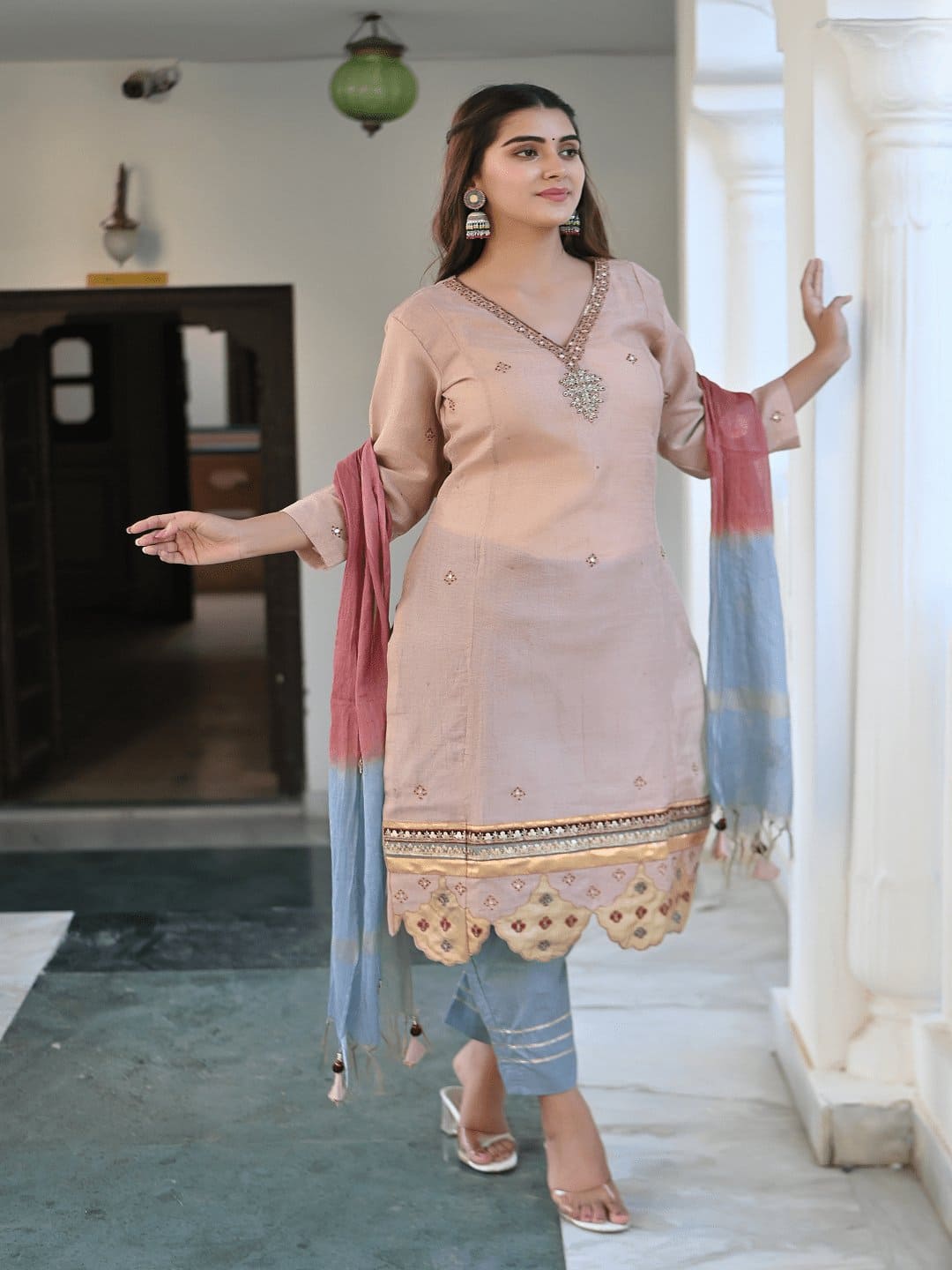 Blush Gotta Compliments Kurta Set - Charkha TalesBlush Gotta Compliments Kurta Set