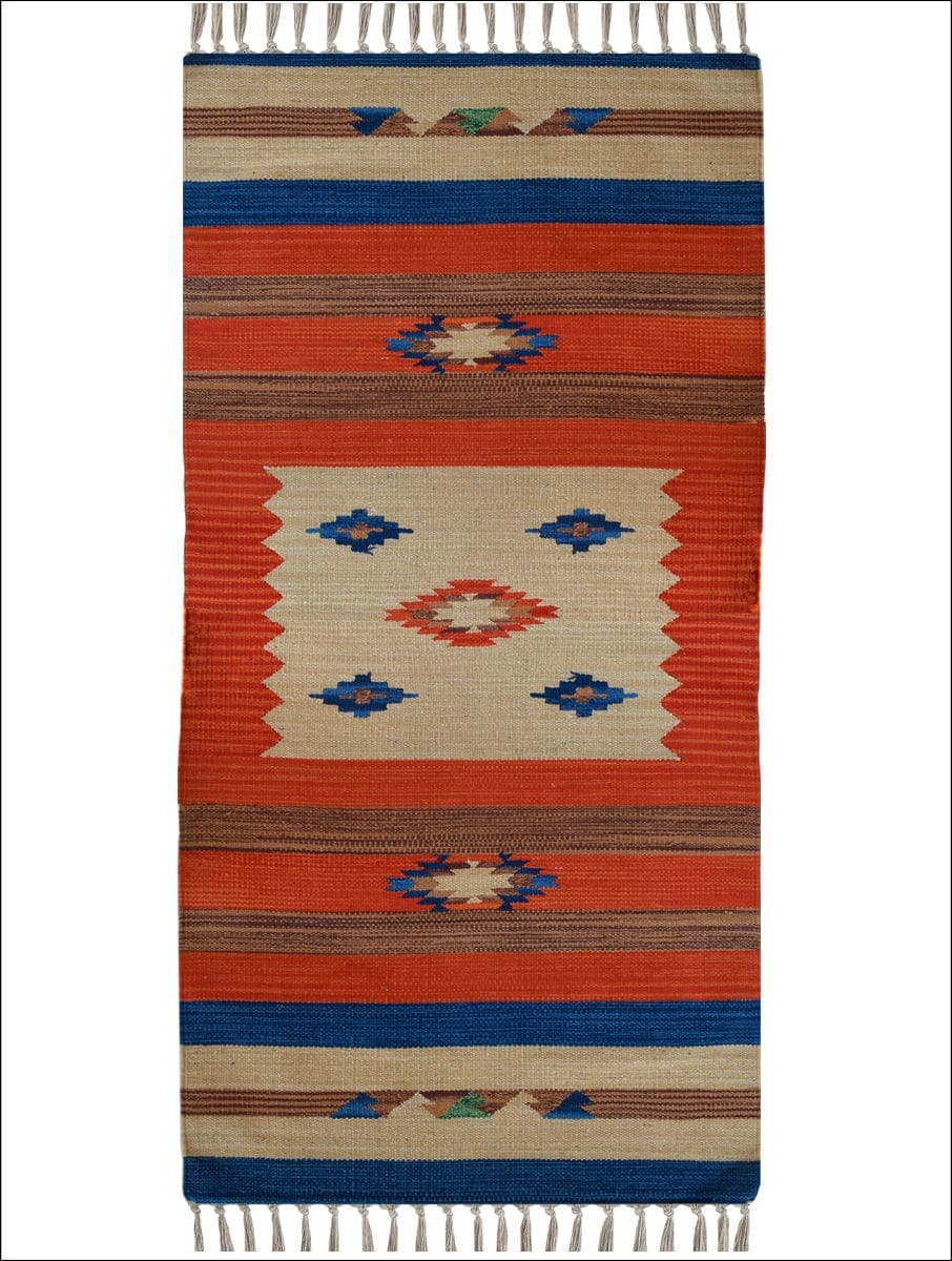 Bright Cherry Cotton Kilim Rug - Charkha TalesBright Cherry Cotton Kilim Rug