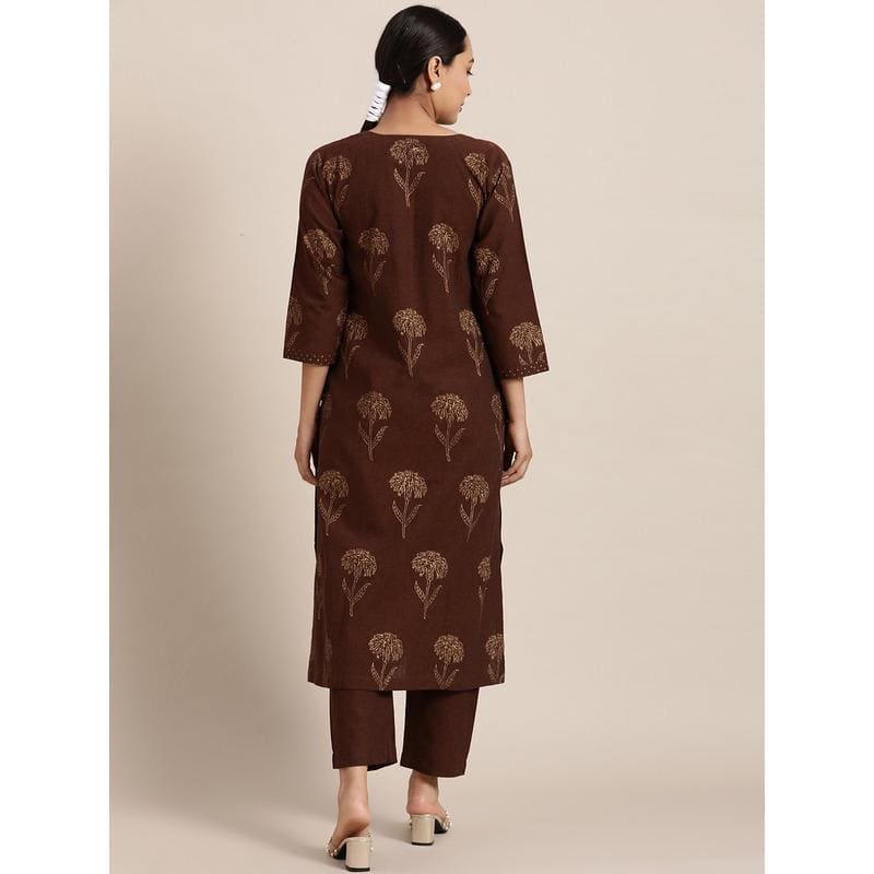 Brown Block Print Kurta Set - Charkha TalesBrown Block Print Kurta Set