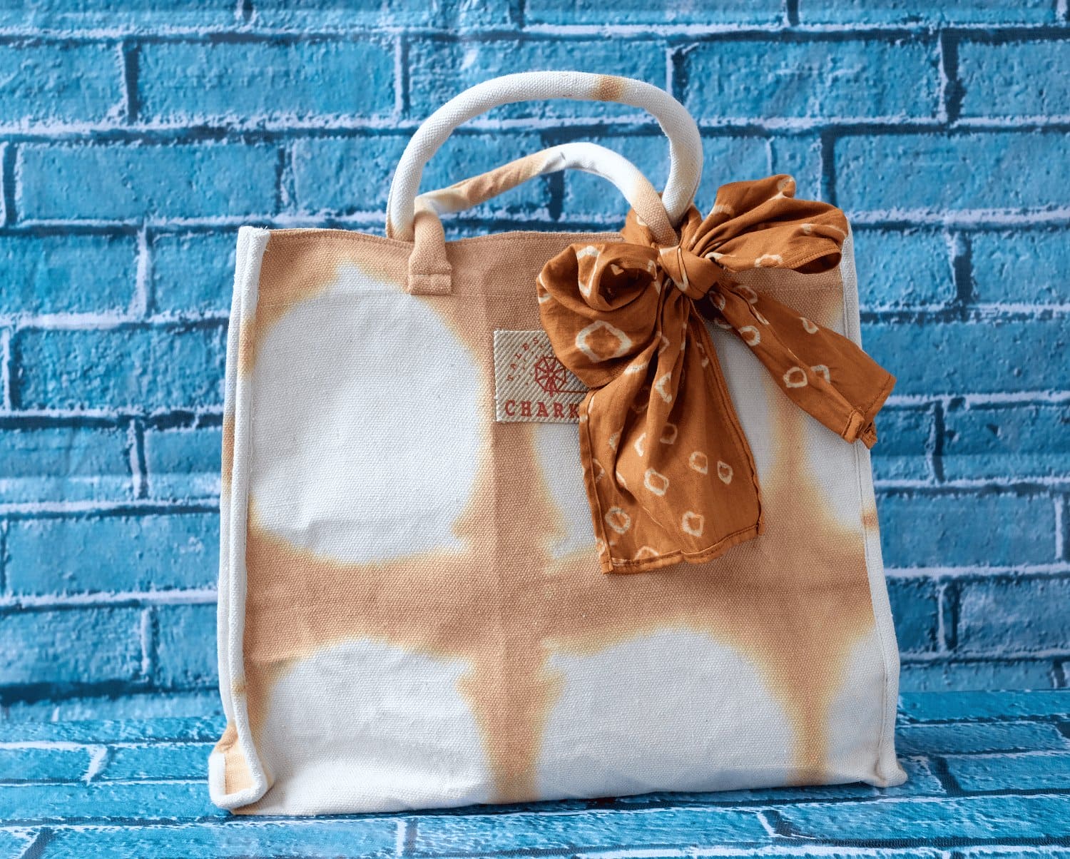 Brown Clamp Dye Bag - Charkha TalesBrown Clamp Dye Bag