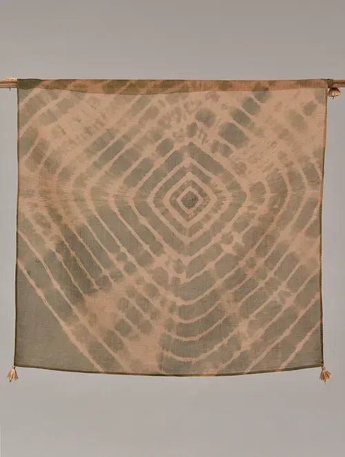 Brown Clamp Dye Chanderi Silk Scarf - Charkha TalesBrown Clamp Dye Chanderi Silk Scarf
