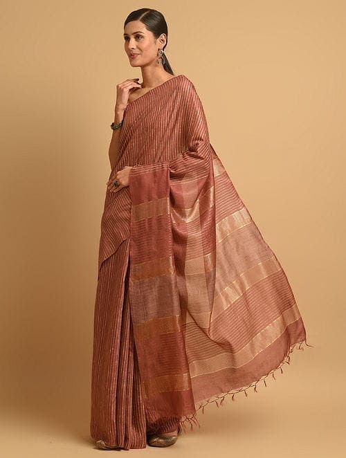 Brown Ghiccha Silk Saree - Charkha TalesBrown Ghiccha Silk Saree