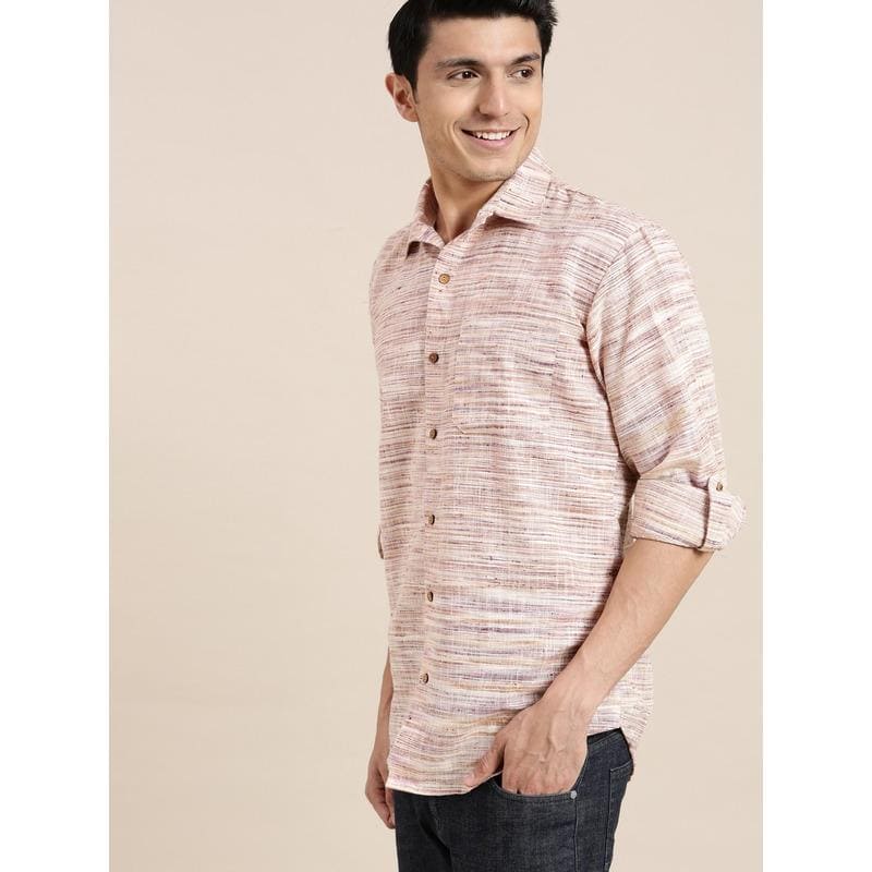 Brown Texture Men Shirt - Charkha TalesBrown Texture Men Shirt