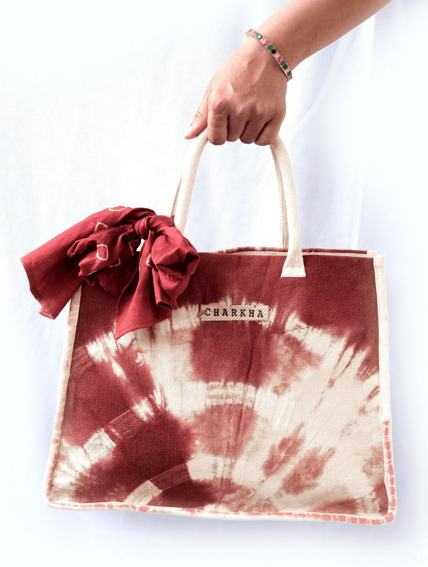 Brown Tie Dye Tote Bag - Charkha TalesBrown Tie Dye Tote Bag