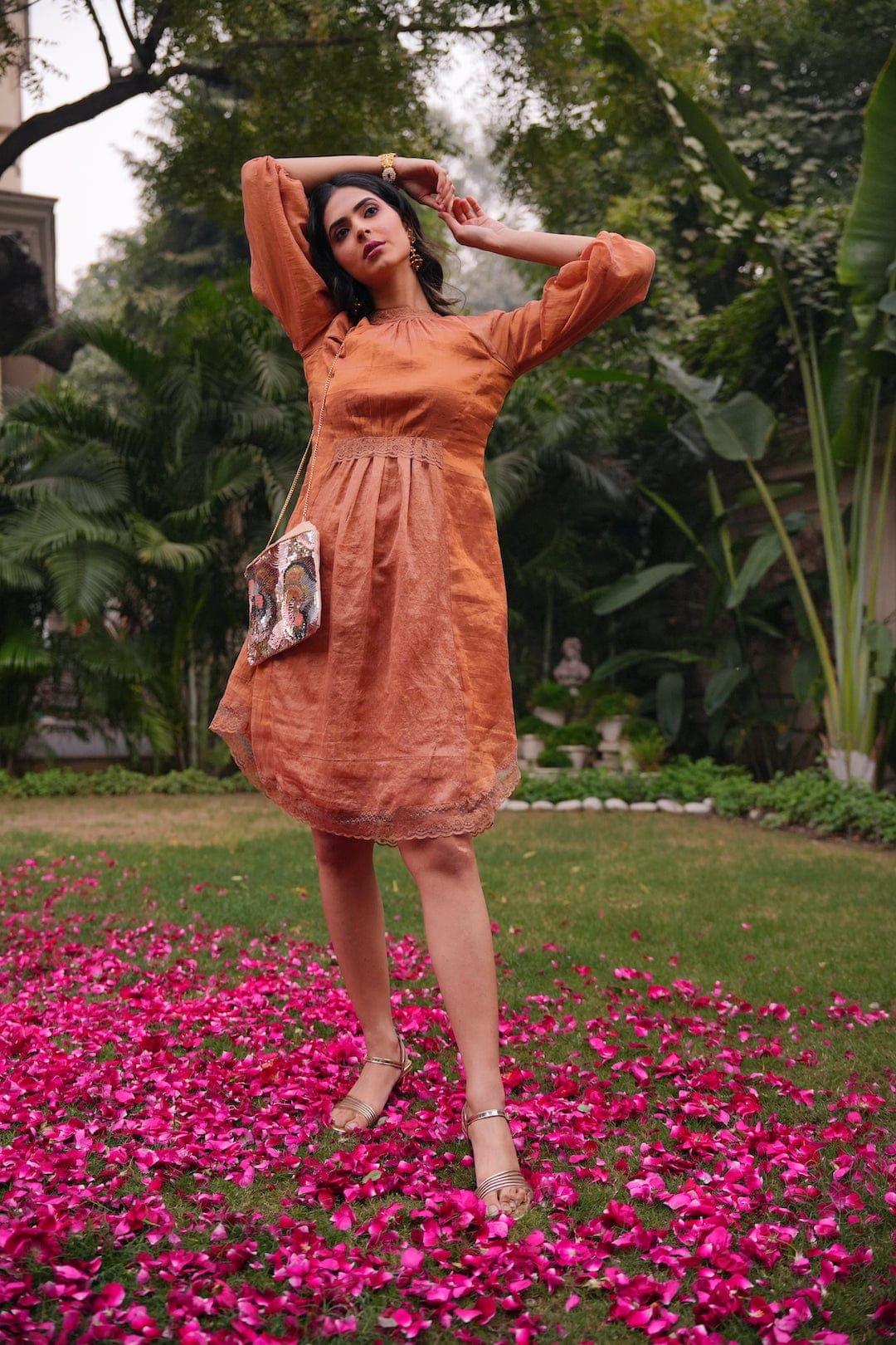 Burnt Brown Sienna Flared Dress - Charkha TalesBurnt Brown Sienna Flared Dress