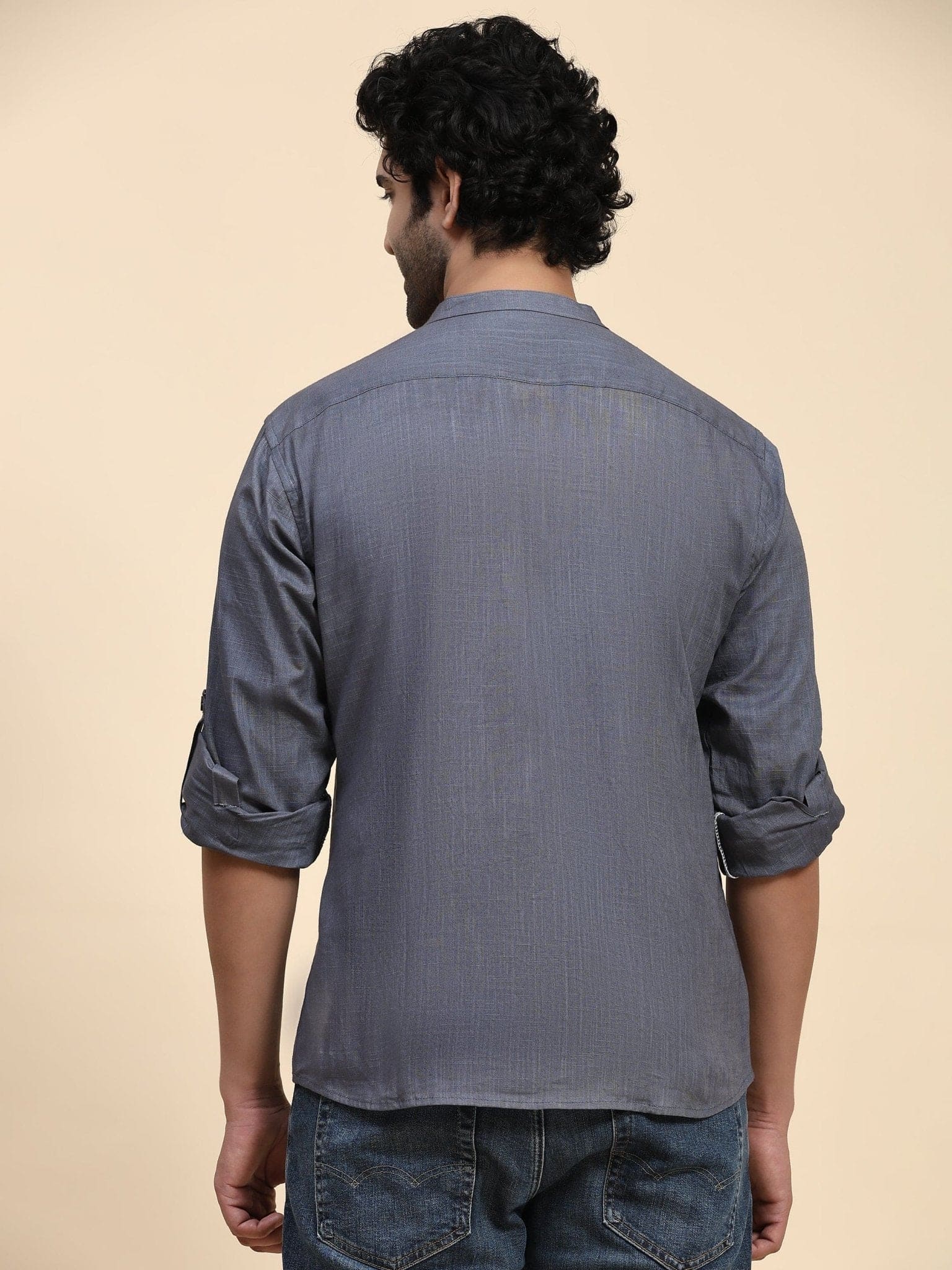 Dark Grey Cotton Shirt - Charkha TalesDark Grey Cotton Shirt