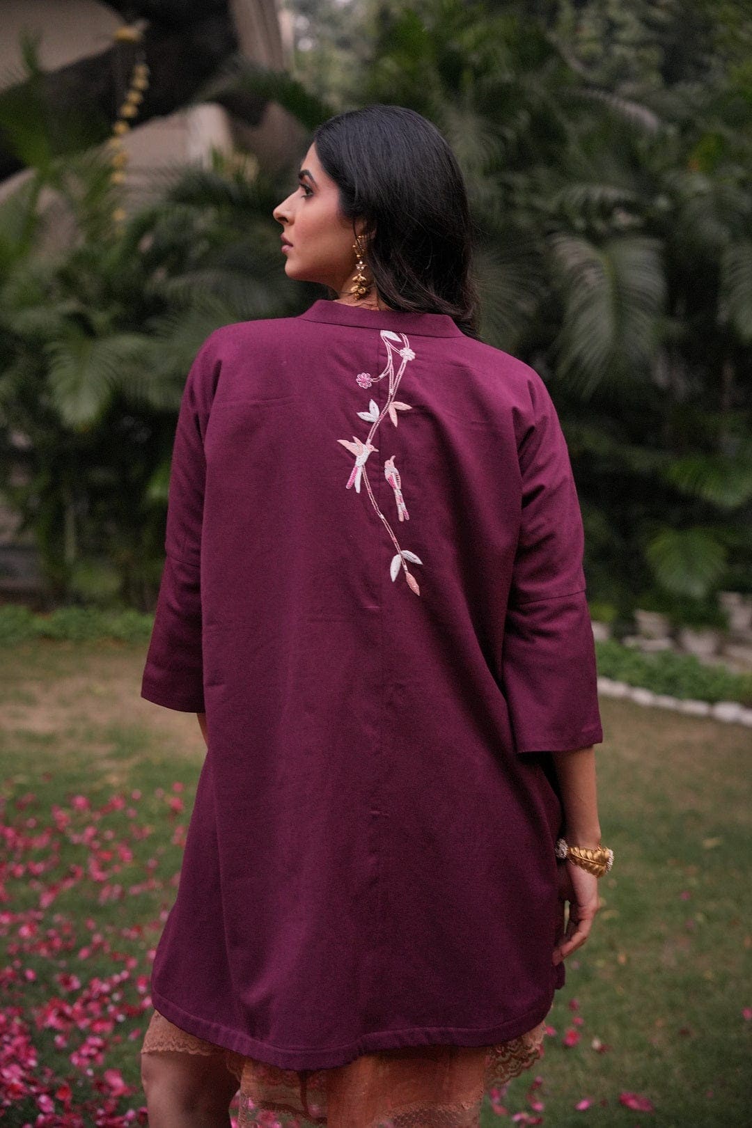 Dark Purple Cape Parsi Wool Cape - Charkha TalesDark Purple Cape Parsi Wool Cape