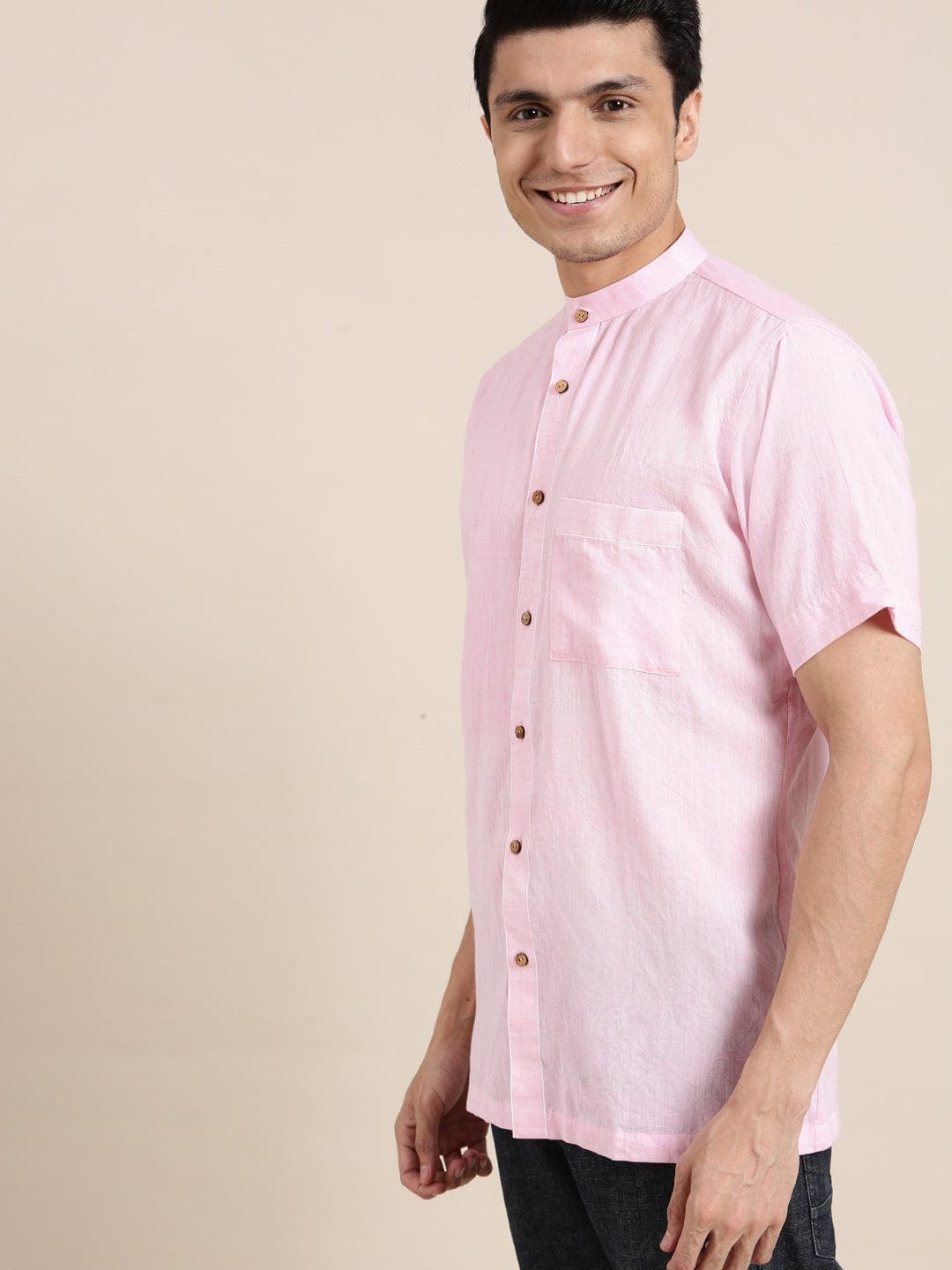 Delight Pink Cotton Men Shirt - Charkha TalesDelight Pink Cotton Men Shirt