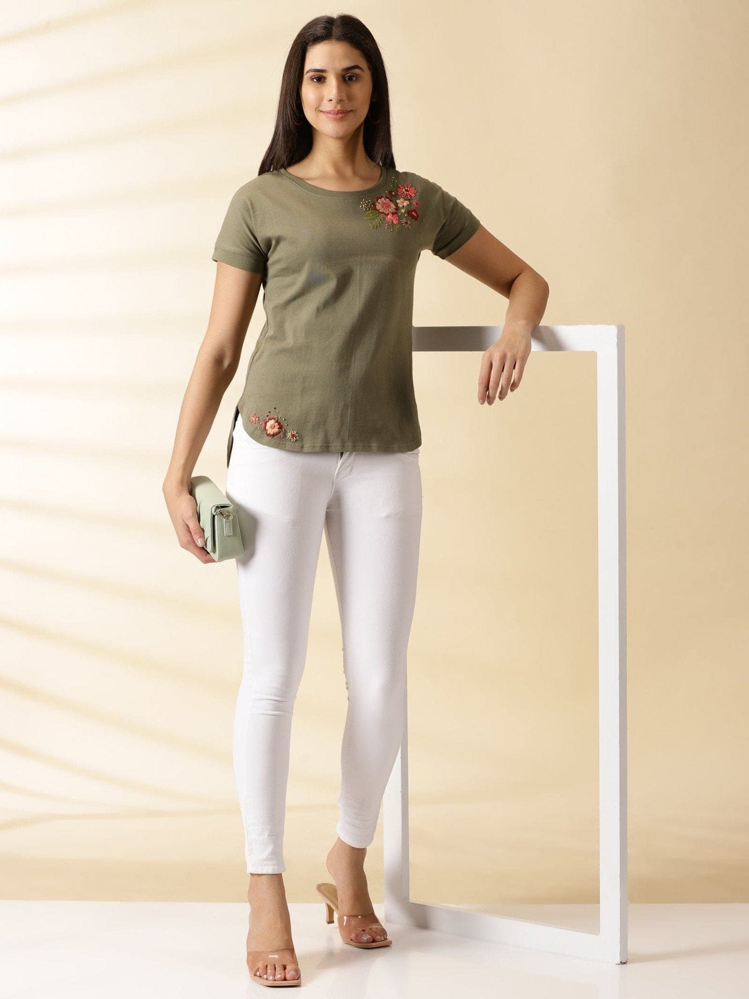 Forest Green Embroidered Women Top - Charkha TalesForest Green Embroidered Women Top