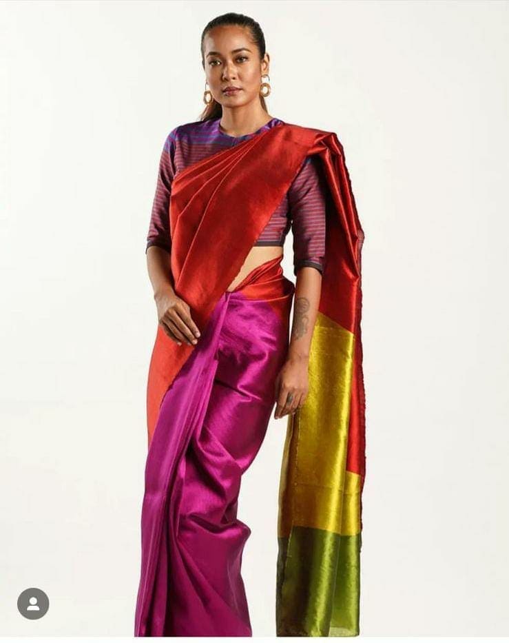 Fuscia Pink Chanderi Saree - Charkha TalesFuscia Pink Chanderi Saree