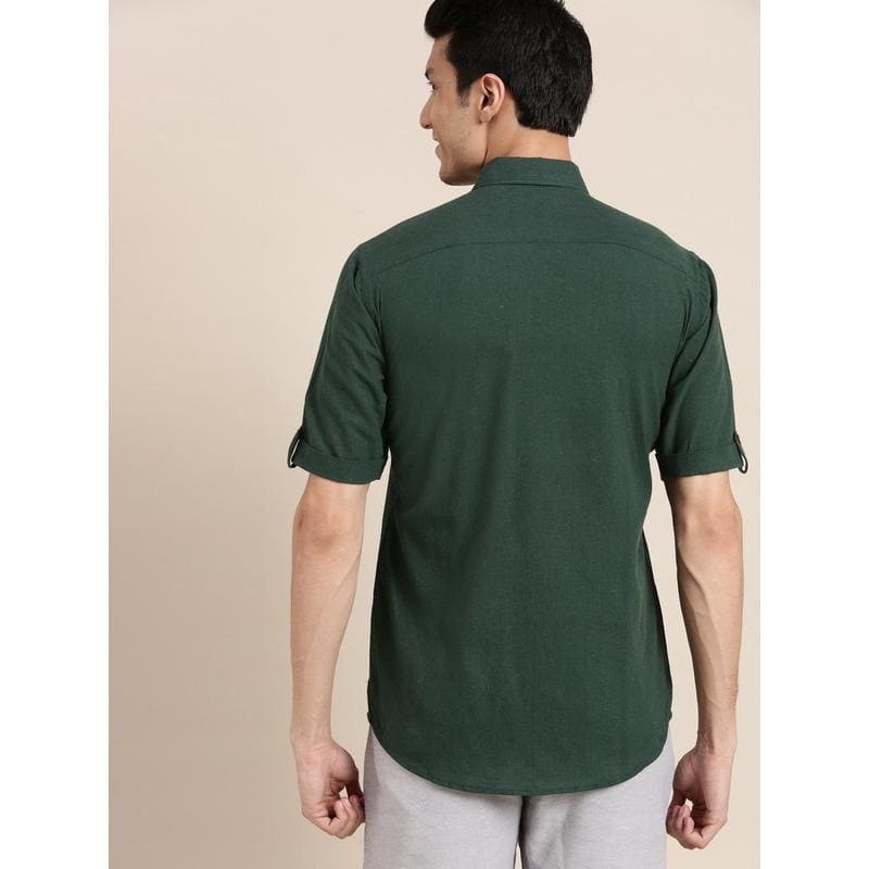 Galore Green Khadi Cotton Men Shirt - Charkha TalesGalore Green Khadi Cotton Men Shirt