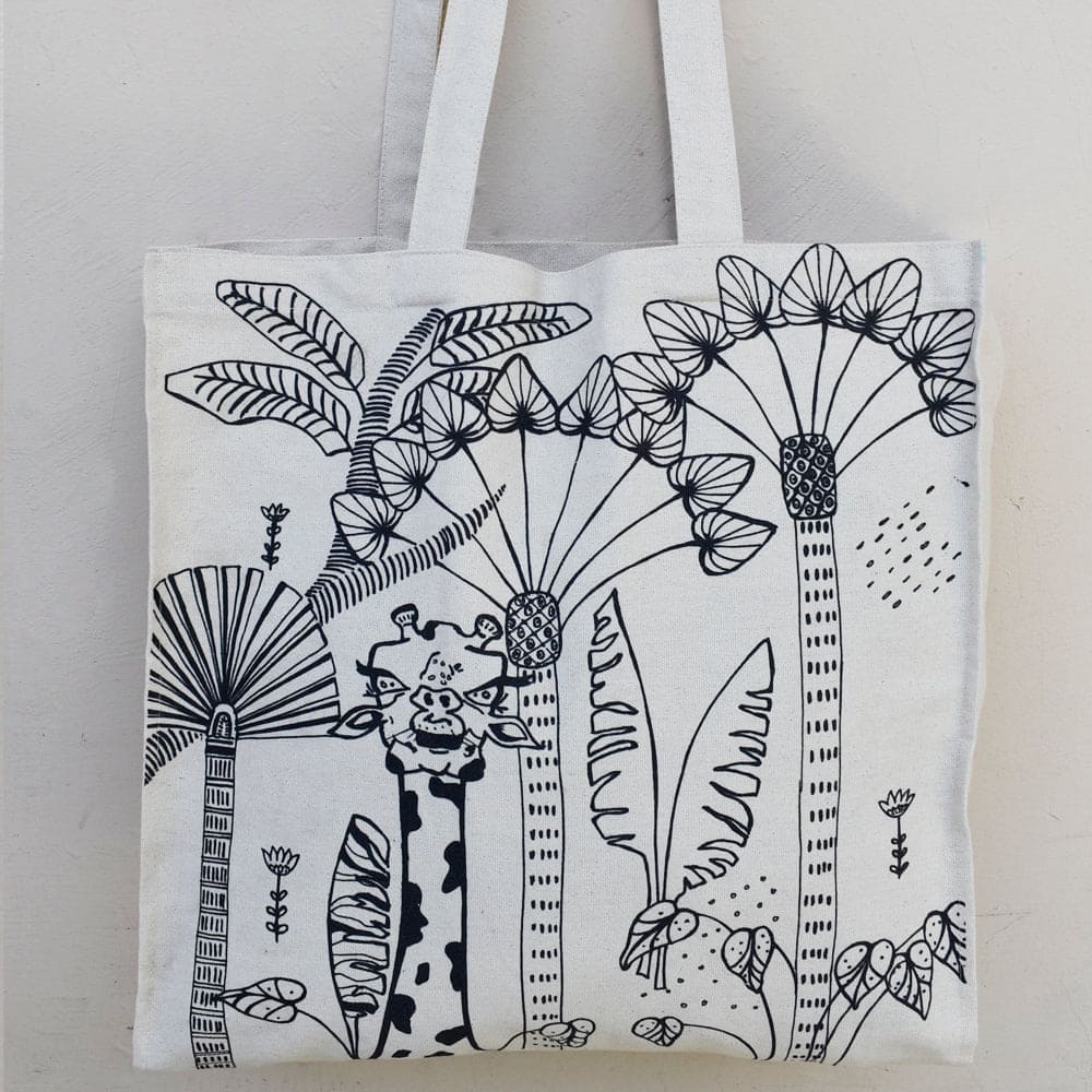 Giraffe Canvas Tote Bag - Charkha TalesGiraffe Canvas Tote Bag