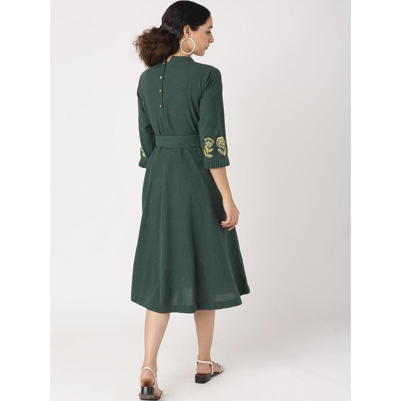 Green Embroidered Women Dress - Charkha TalesGreen Embroidered Women Dress