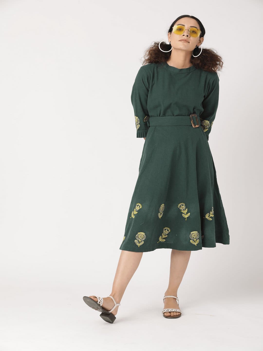 Green Embroidered Women Dress - Charkha TalesGreen Embroidered Women Dress