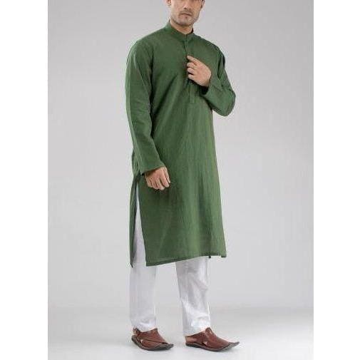 Green Khadi Men Kurta Set - Charkha TalesGreen Khadi Men Kurta Set