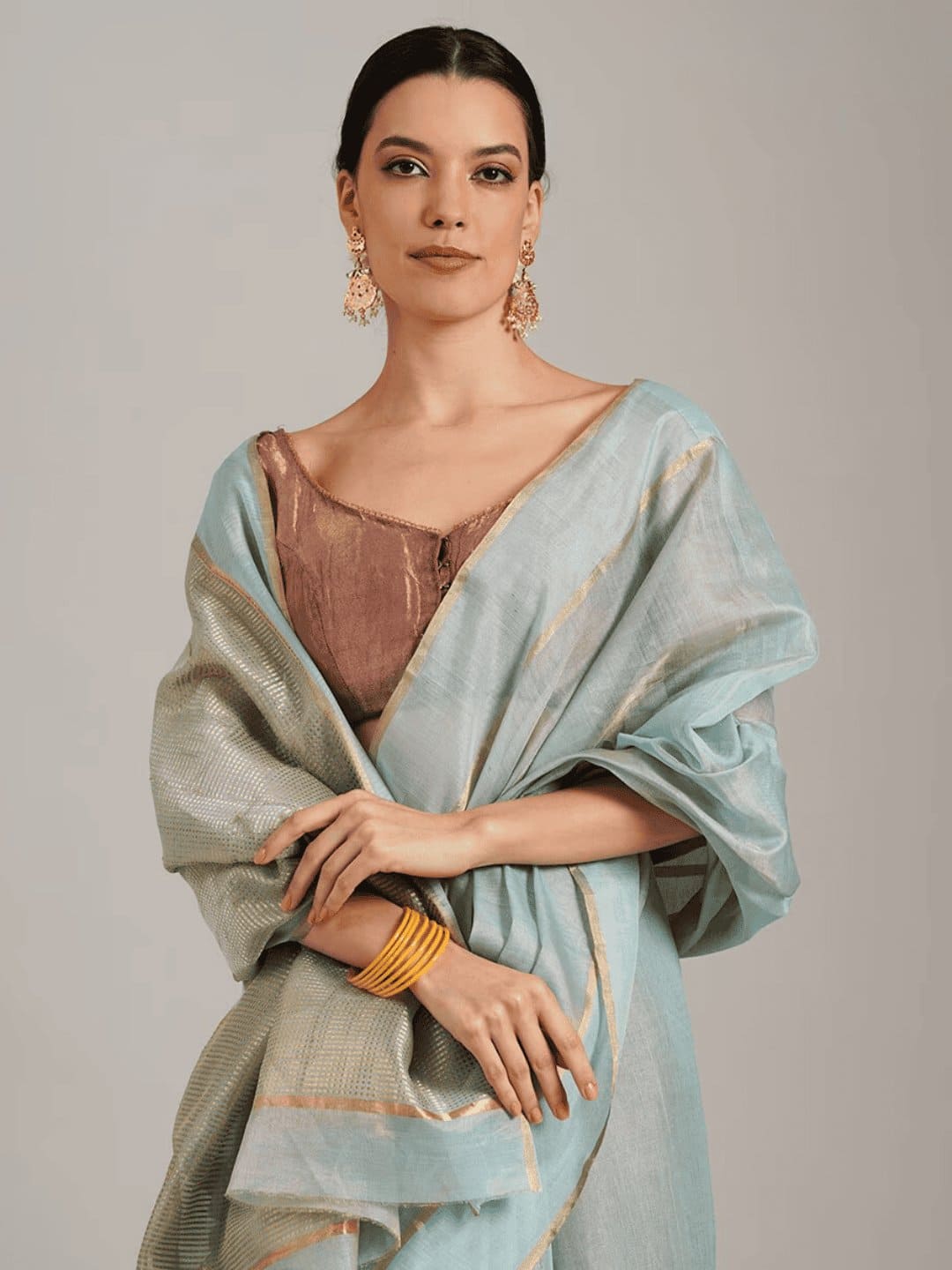 Green Silk Chanderi Saree - Charkha TalesGreen Silk Chanderi Saree