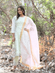 Women Hand Block Kurta Set - Green