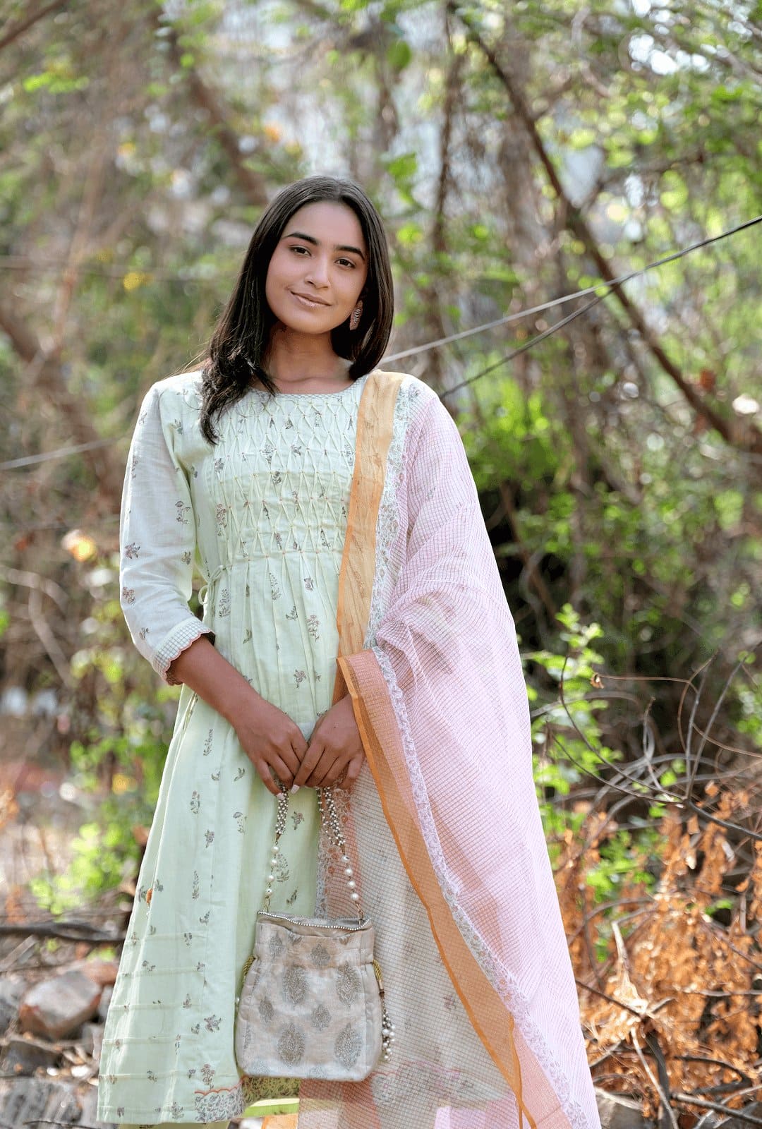 Green Women Hand Block Kurta Set - Charkha TalesGreen Women Hand Block Kurta Set