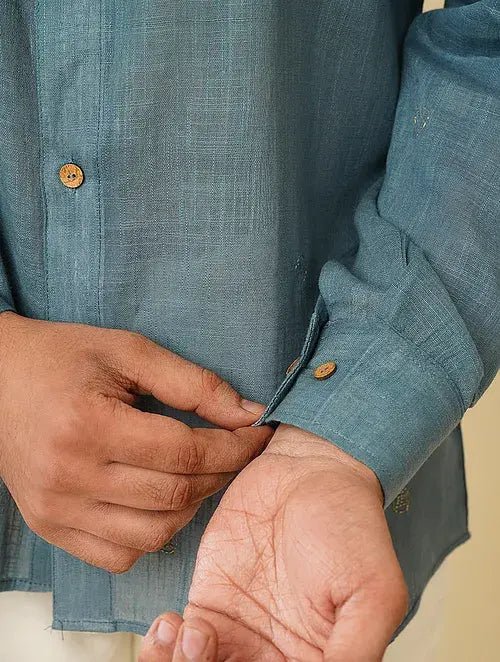 Grey Khadi Cotton Shirt - Charkha TalesGrey Khadi Cotton Shirt