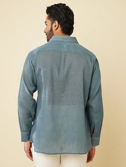 Grey Khadi Cotton Shirt - Charkha TalesGrey Khadi Cotton Shirt