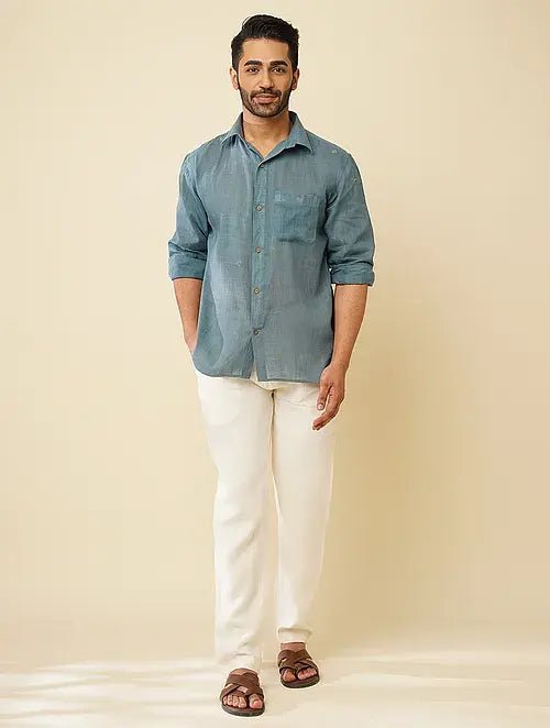 Grey Khadi Cotton Shirt - Charkha TalesGrey Khadi Cotton Shirt