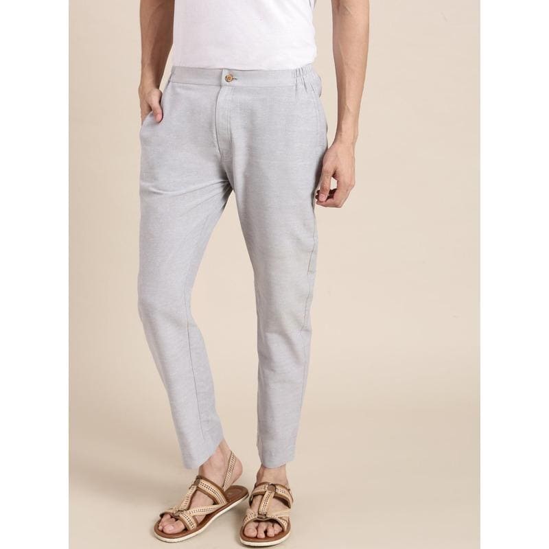 Grey Khadi Men Trousers Pant - Charkha TalesGrey Khadi Men Trousers Pant