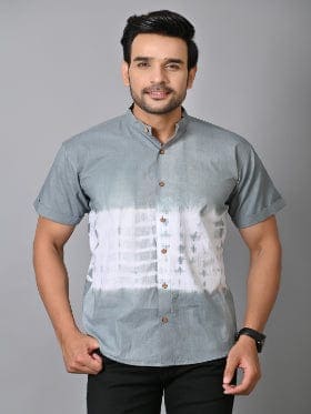 Grey Tie Dye Cotton Shirt - Charkha TalesGrey Tie Dye Cotton Shirt