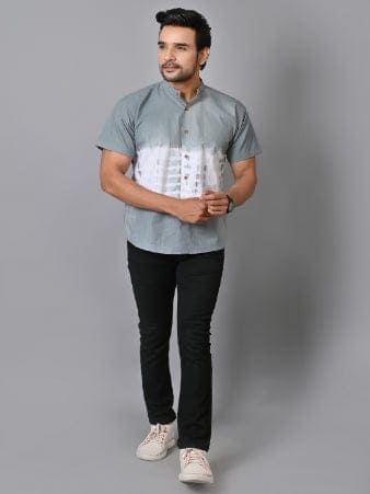 Grey Tie Dye Cotton Shirt - Charkha TalesGrey Tie Dye Cotton Shirt