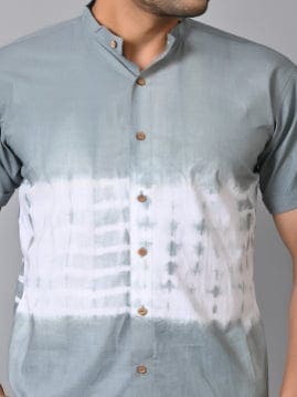 Grey Tie Dye Cotton Shirt - Charkha TalesGrey Tie Dye Cotton Shirt