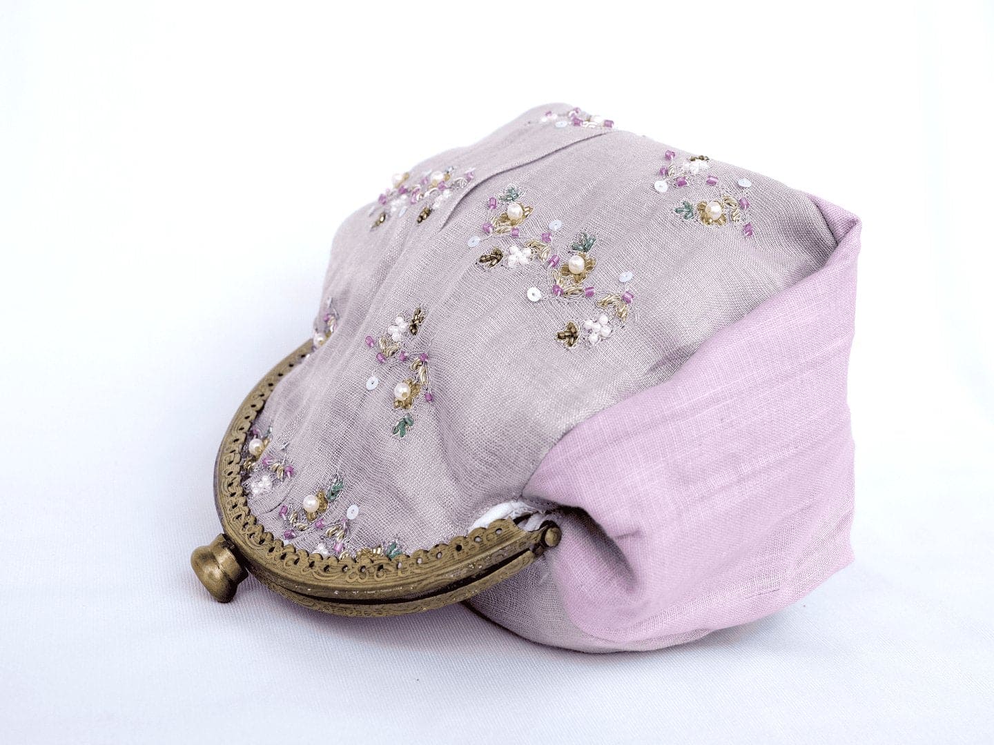 Hand Embroidered Lavender Clutch - Charkha TalesHand Embroidered Lavender Clutch