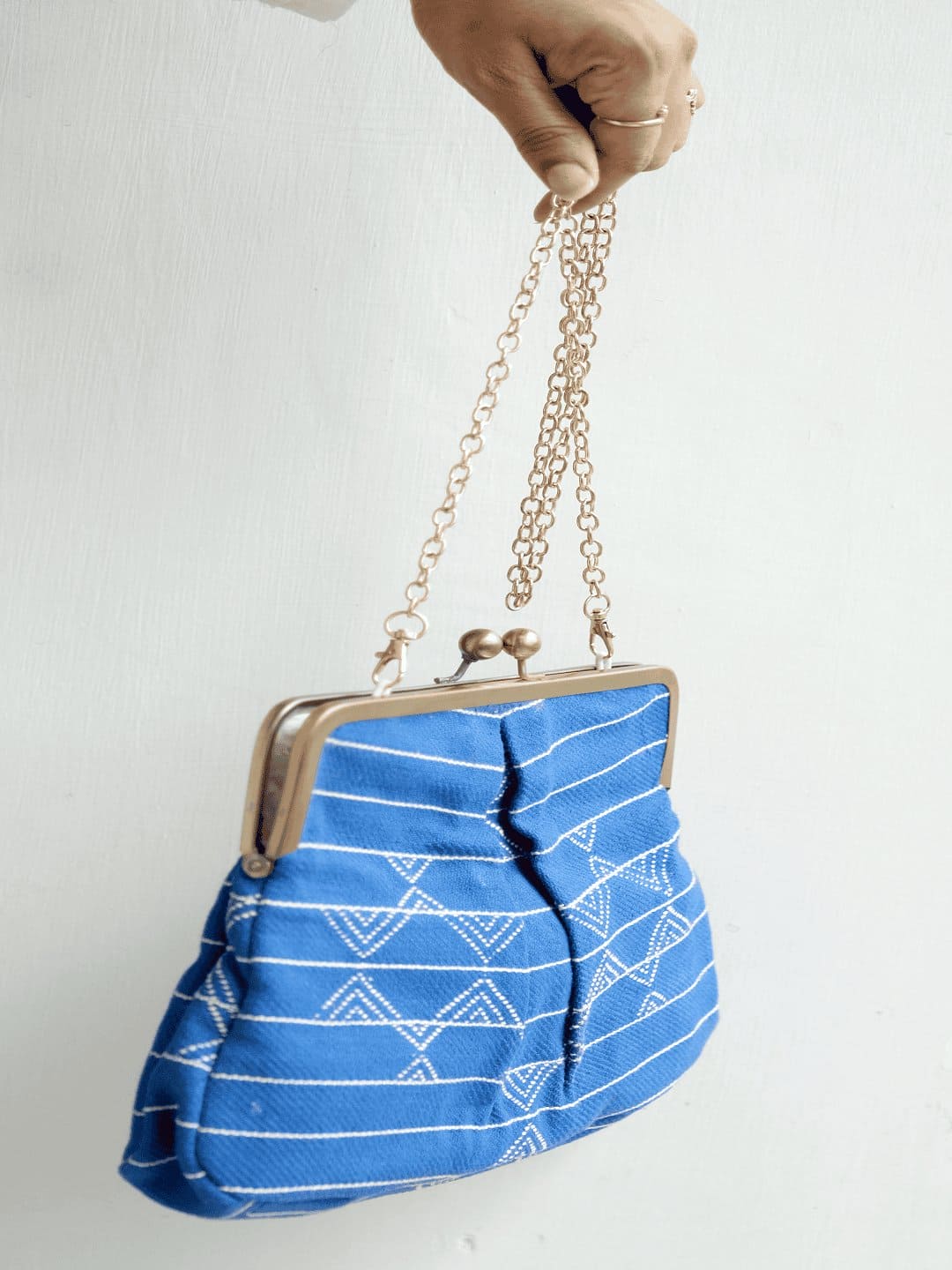 Hand Woven Blue Clutch - Charkha TalesHand Woven Blue Clutch