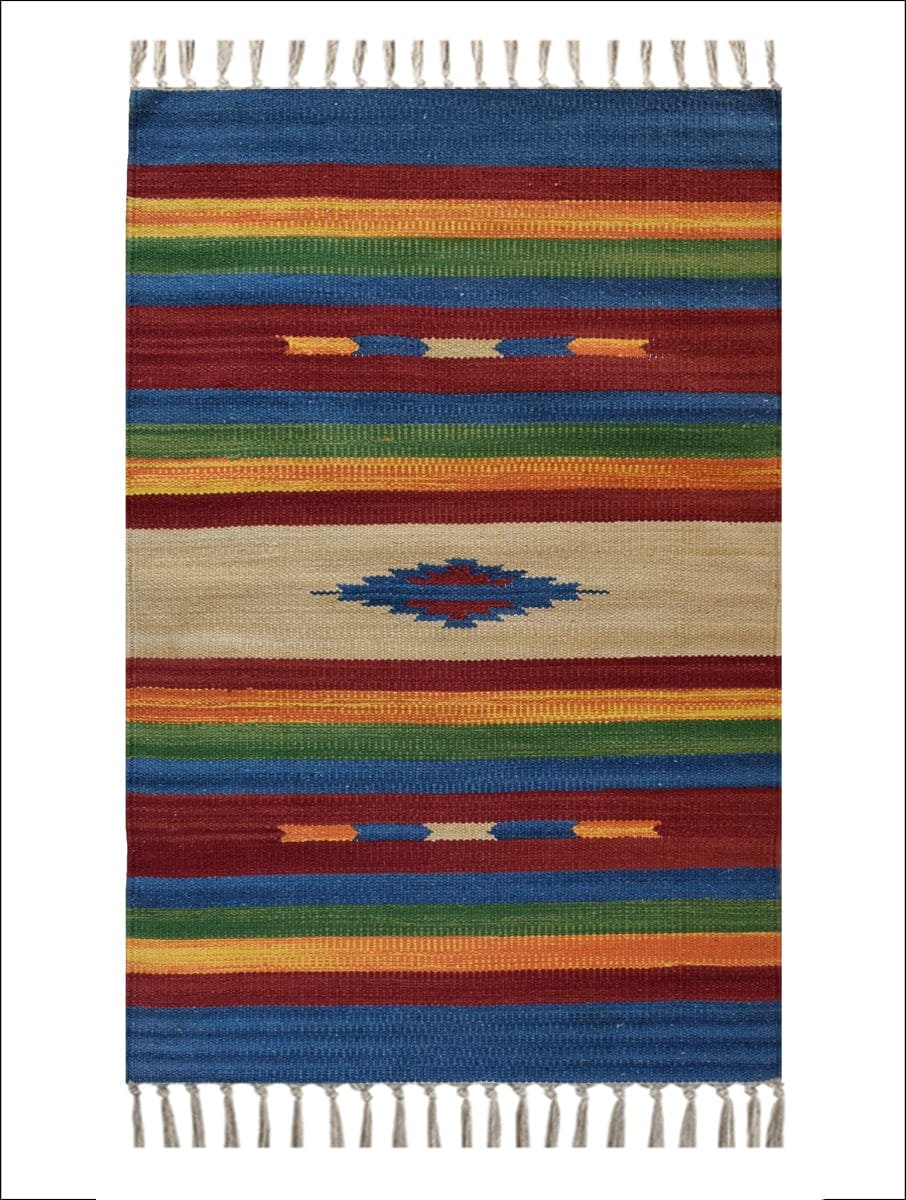 Iceberg Cotton Kilim Rug - Charkha TalesIceberg Cotton Kilim Rug