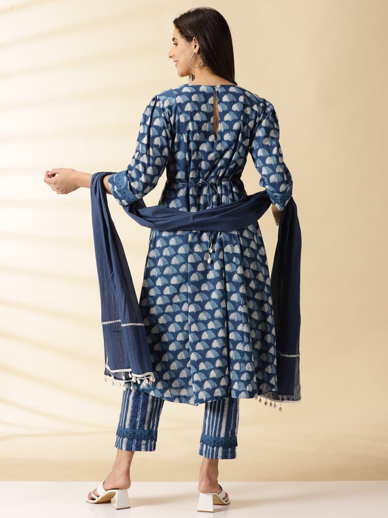 Indigo Block Print Kurta Set - Charkha TalesIndigo Block Print Kurta Set