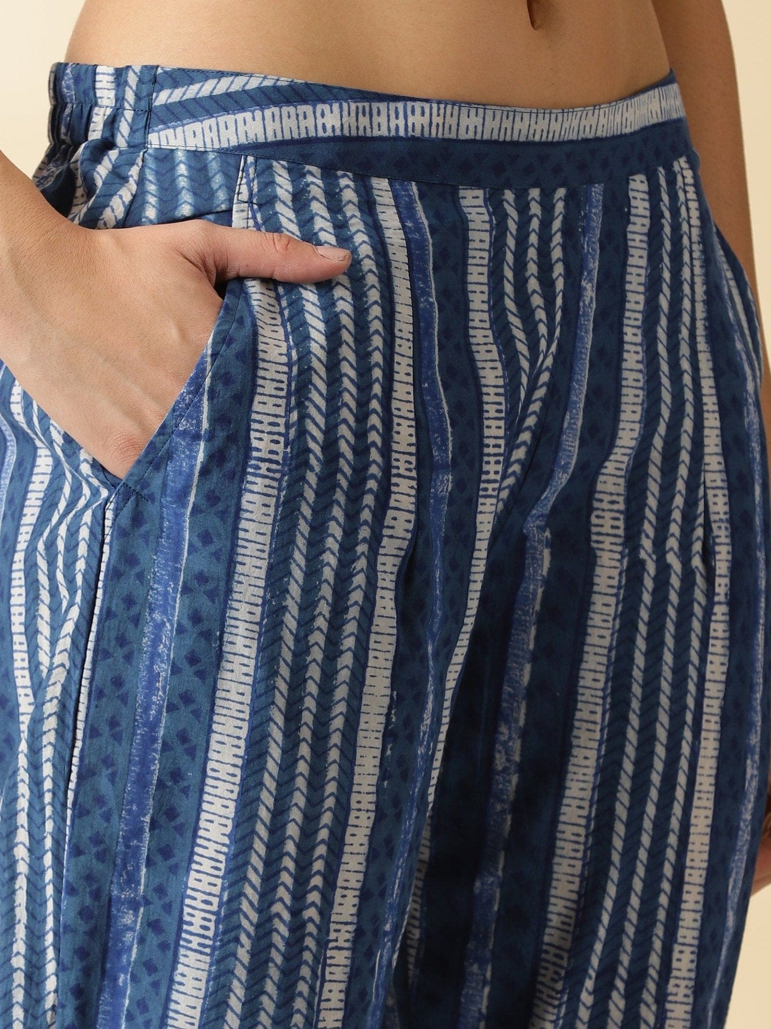 Indigo Block Print Kurta Set - Charkha TalesIndigo Block Print Kurta Set
