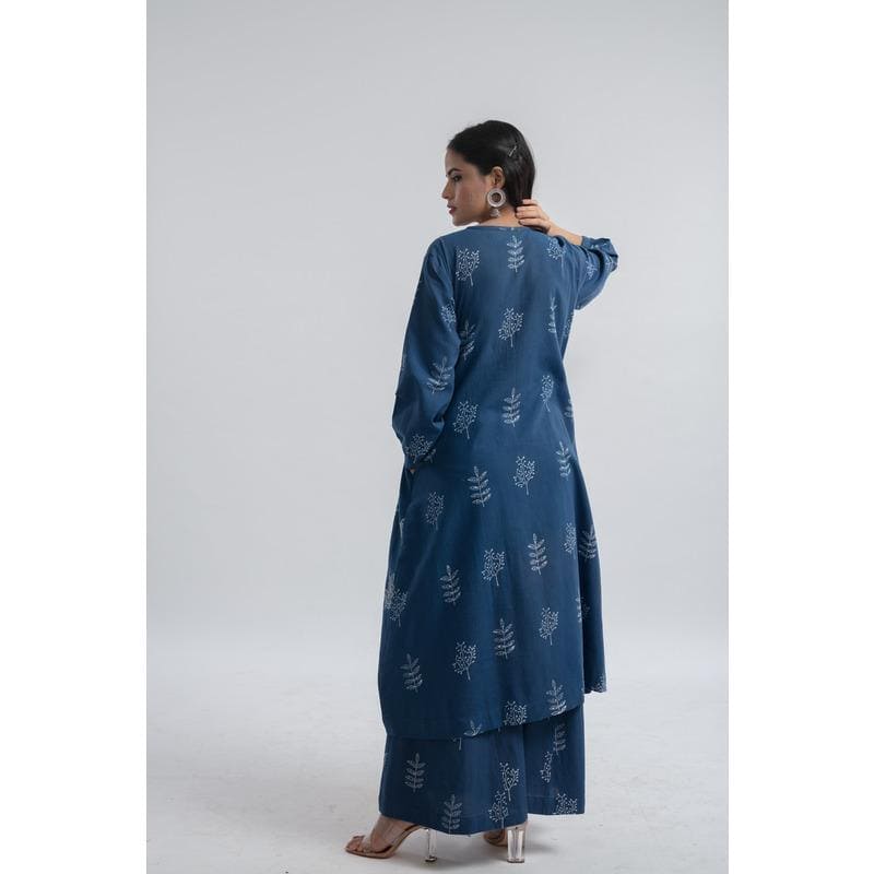 Indigo Block Print Women Coord Set - Charkha TalesIndigo Block Print Women Coord Set