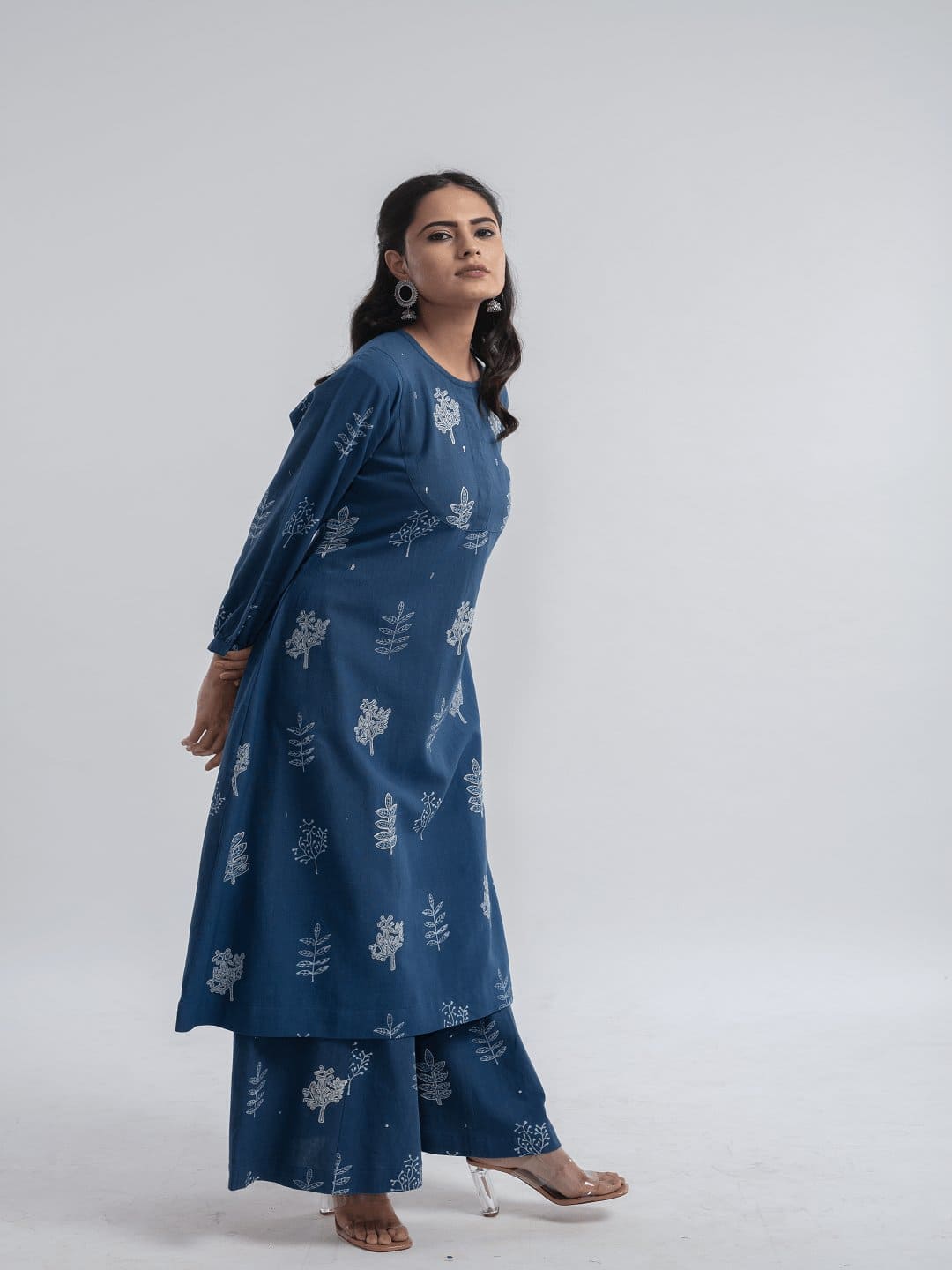 Indigo Block Print Women Coord Set - Charkha TalesIndigo Block Print Women Coord Set