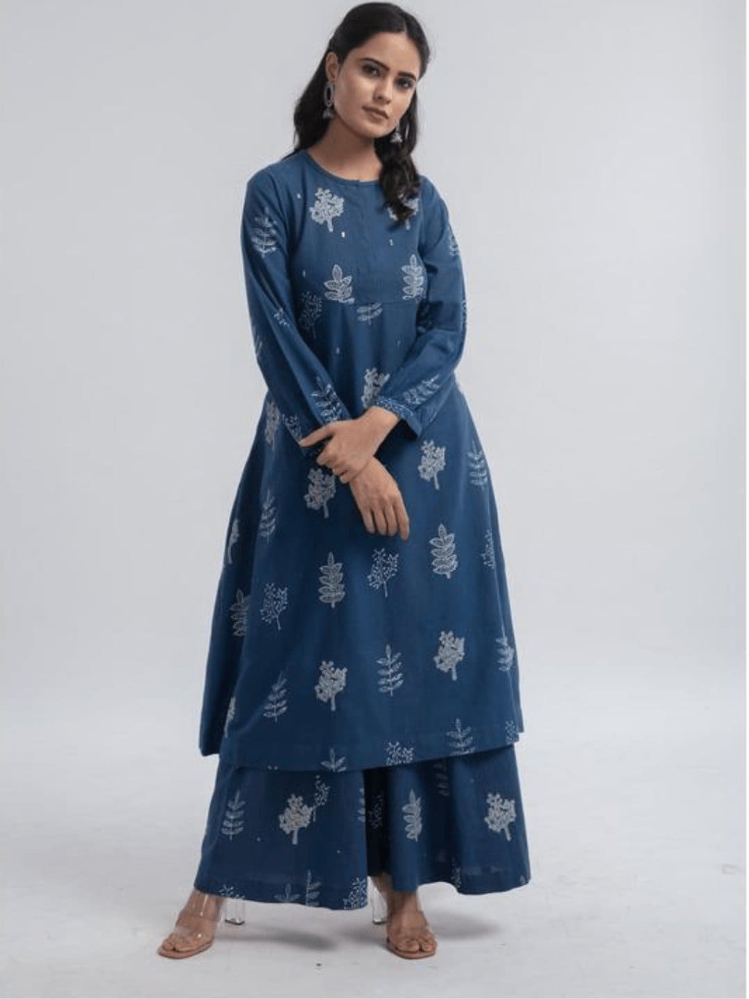 Indigo Block Print Women Coord Set - Charkha TalesIndigo Block Print Women Coord Set