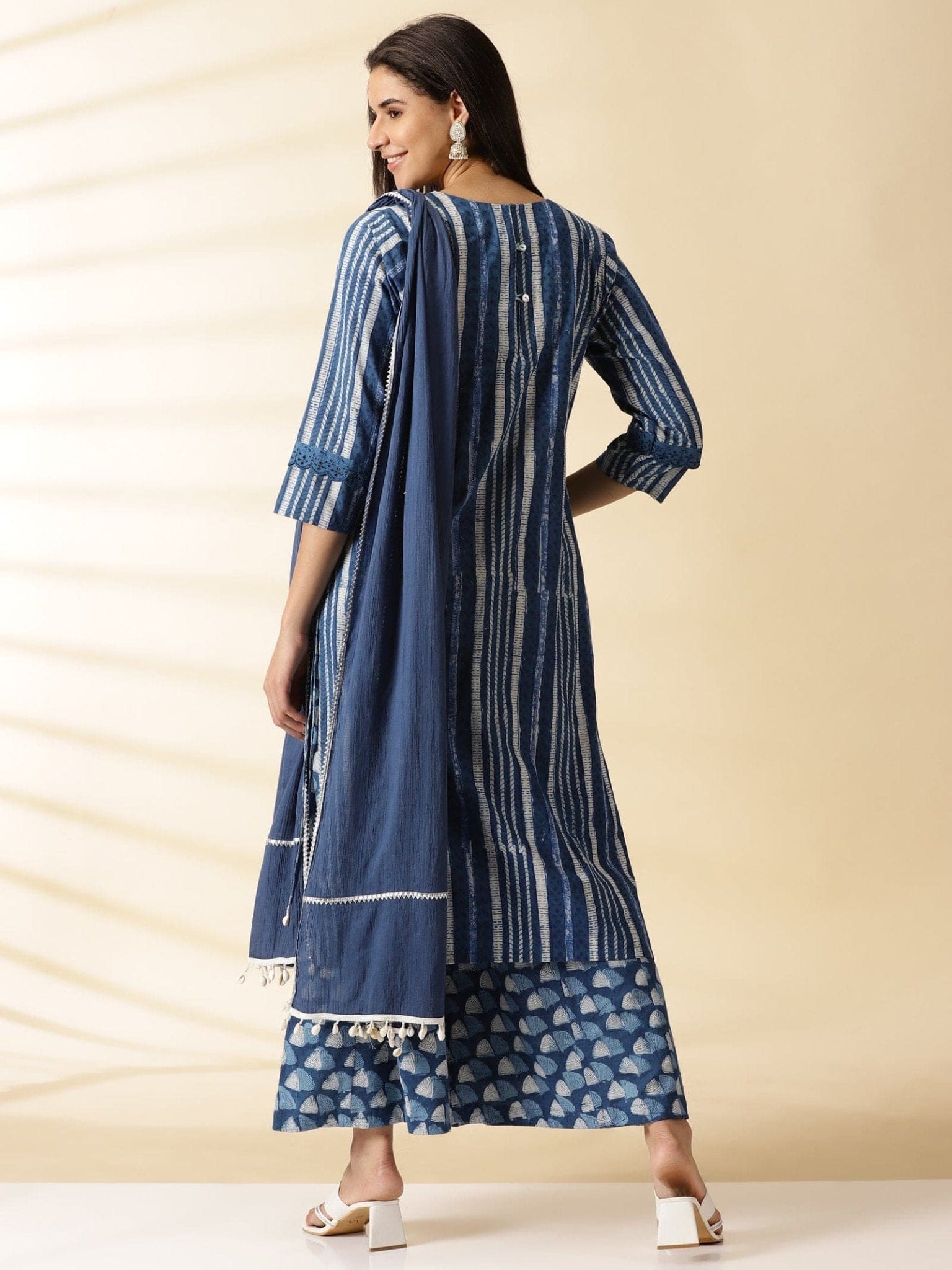 Indigo Block printed Kurta Set - Charkha TalesIndigo Block printed Kurta Set