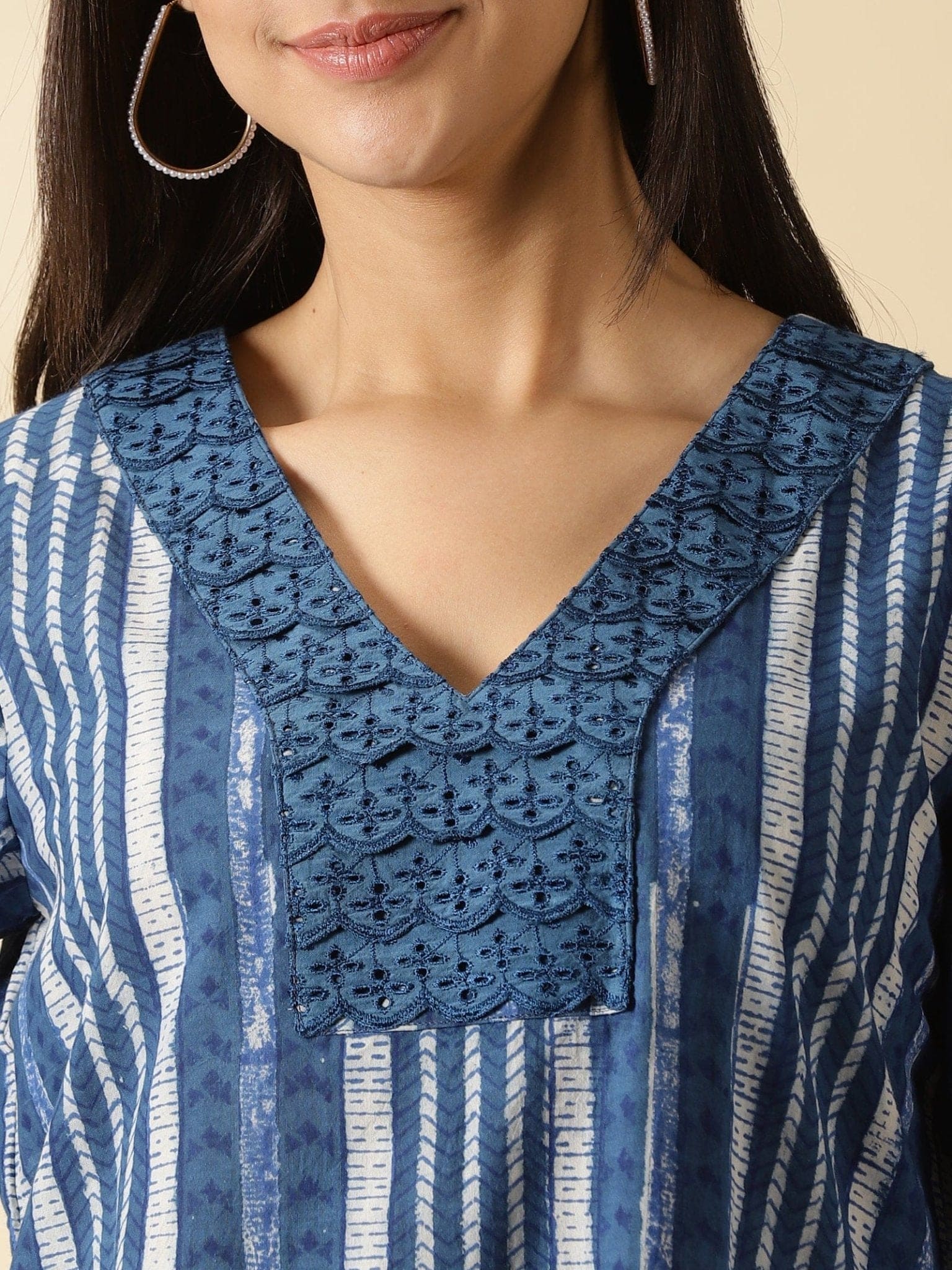 Indigo Block printed Kurta Set - Charkha TalesIndigo Block printed Kurta Set