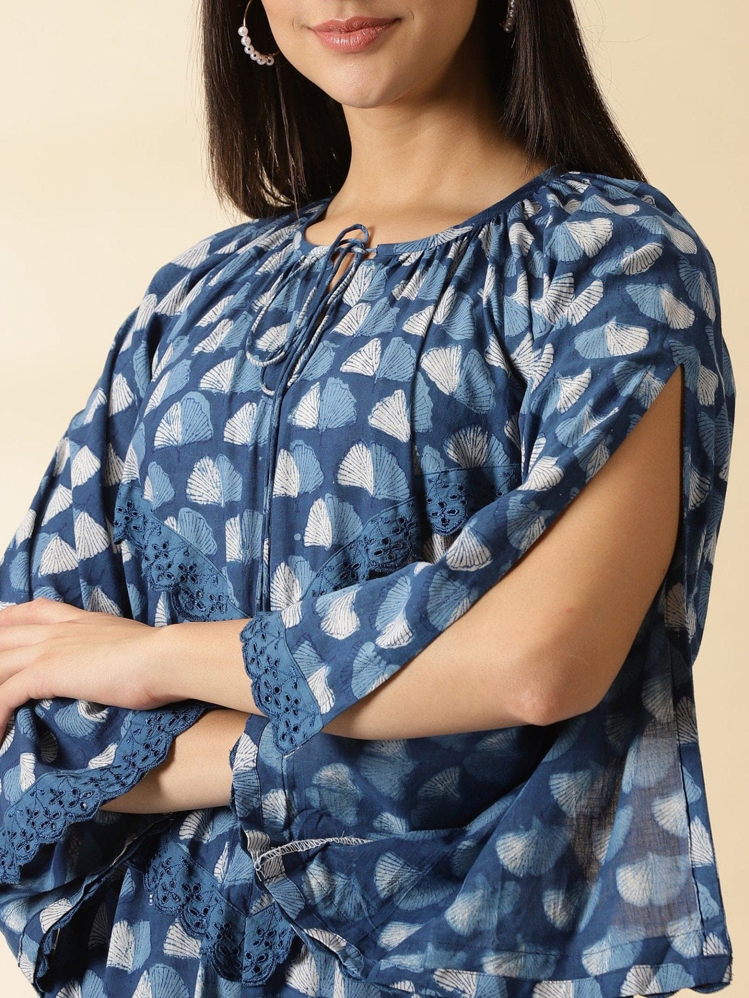Indigo Blockprinted handkerchief Dress - Charkha TalesIndigo Blockprinted handkerchief Dress