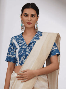 Embroidered Cotton Blouse - Indigo Blue