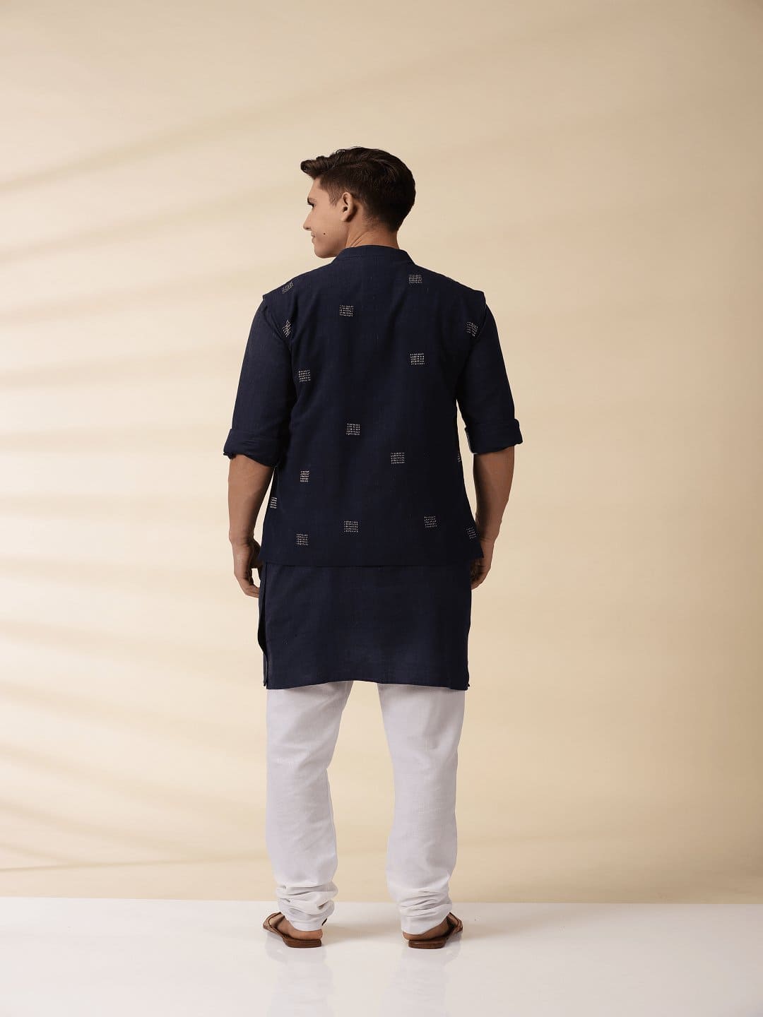 Indigo Khadi Men Nehru Jacket - Charkha TalesIndigo Khadi Men Nehru Jacket