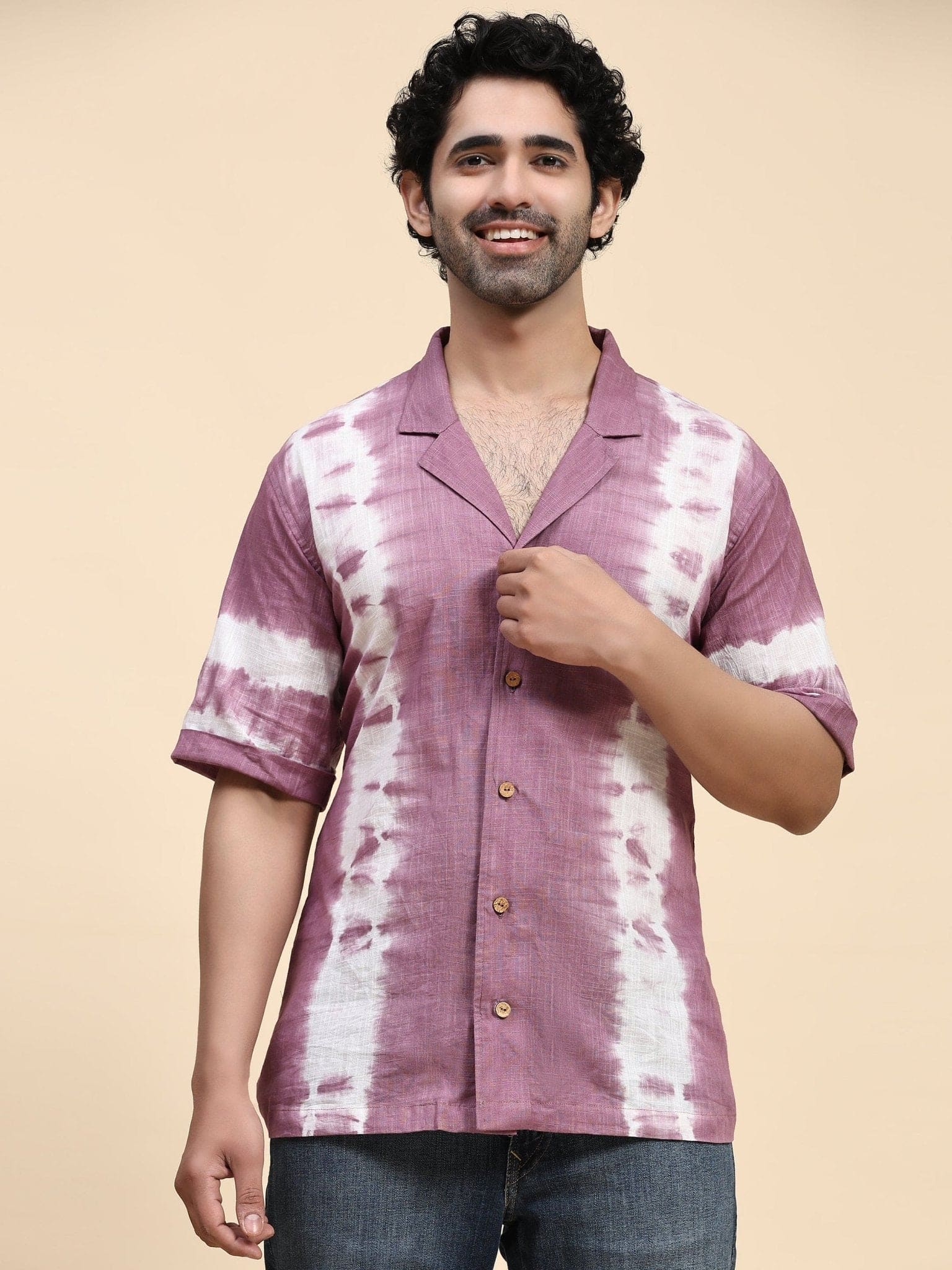 Lavender Hand Dyed Cotton Shirt - Charkha TalesLavender Hand Dyed Cotton Shirt