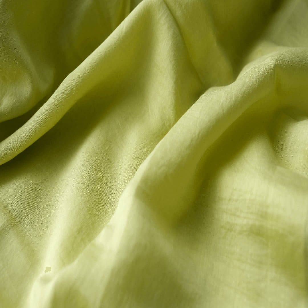 Leafy Green Cotton Silk Fabric - Charkha TalesLeafy Green Cotton Silk Fabric