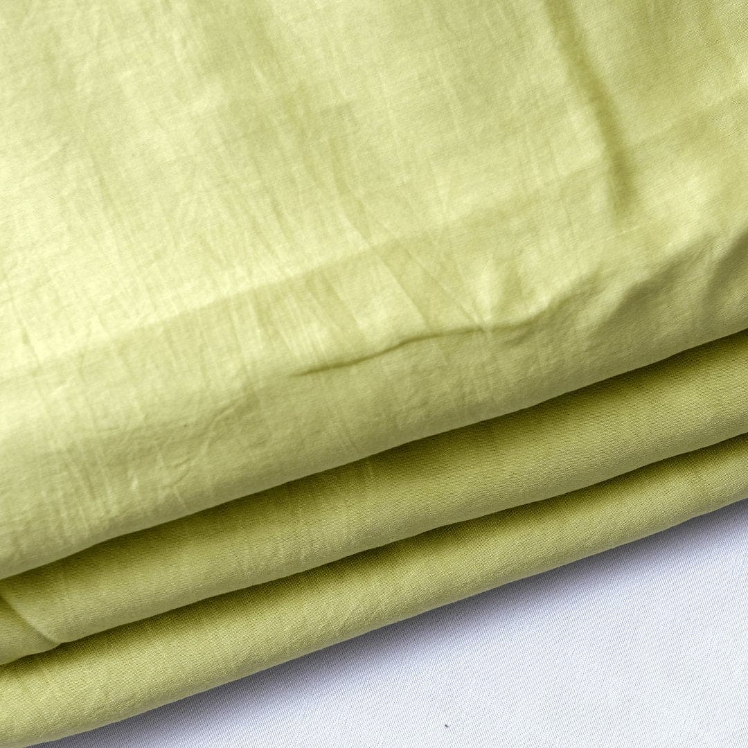 Leafy Green Cotton Silk Fabric - Charkha TalesLeafy Green Cotton Silk Fabric